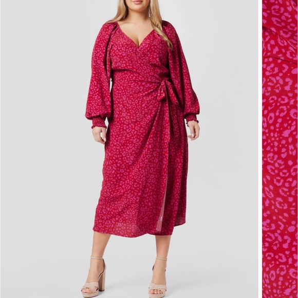 River Island Dresses & Skirts - Pink Animal Print Midi Wrap Dress
